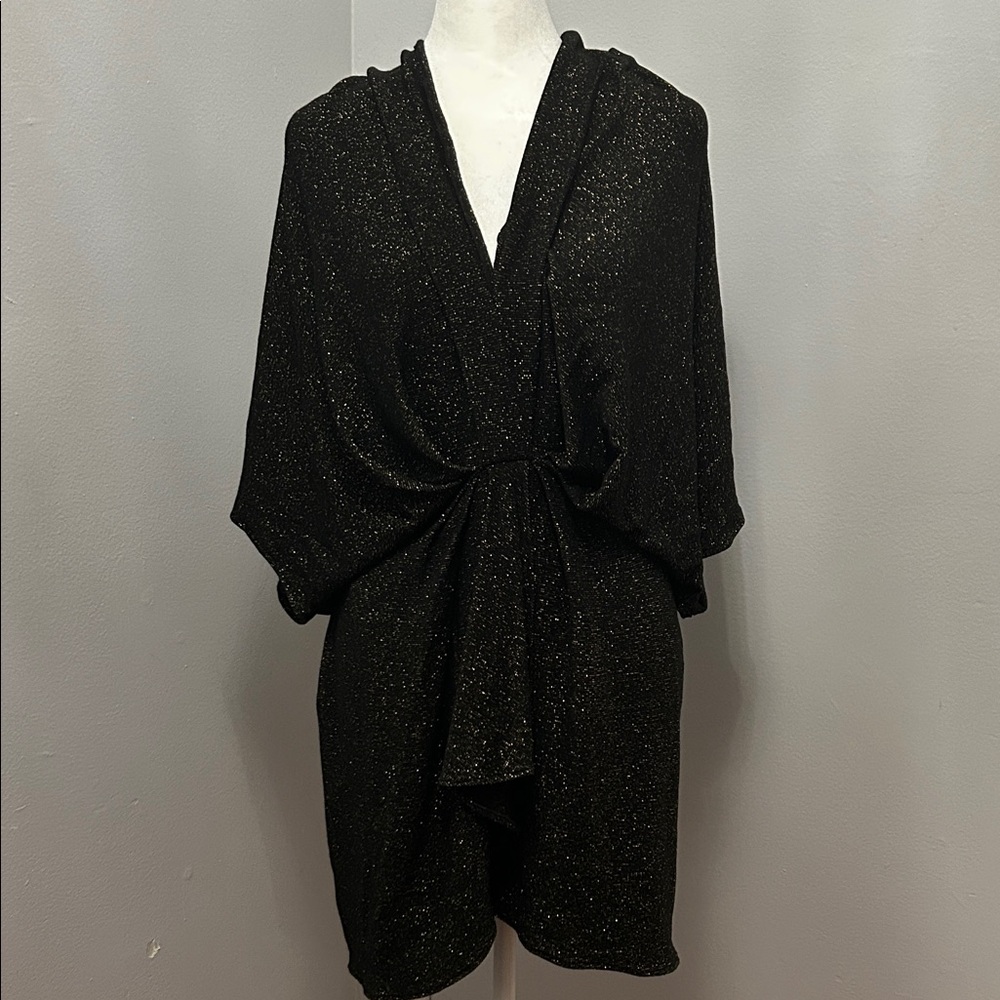 Elan Black Dress with Gold Sparkle